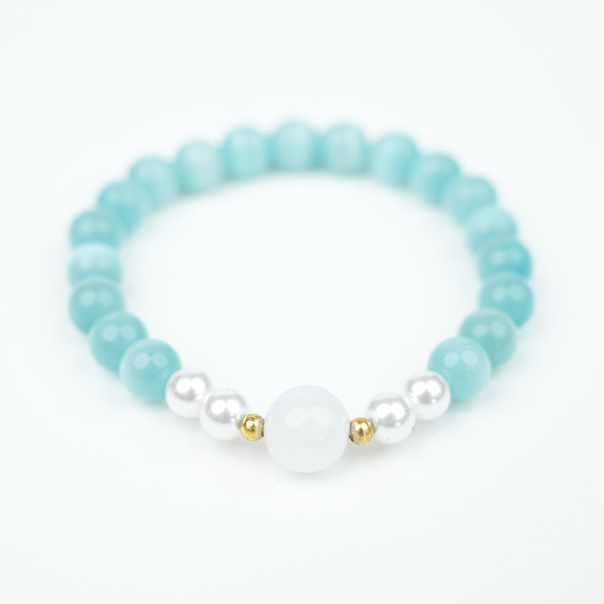 8mm Light Blue Cat's Eye Bracelet - Gentle Skin-Enhancing Style