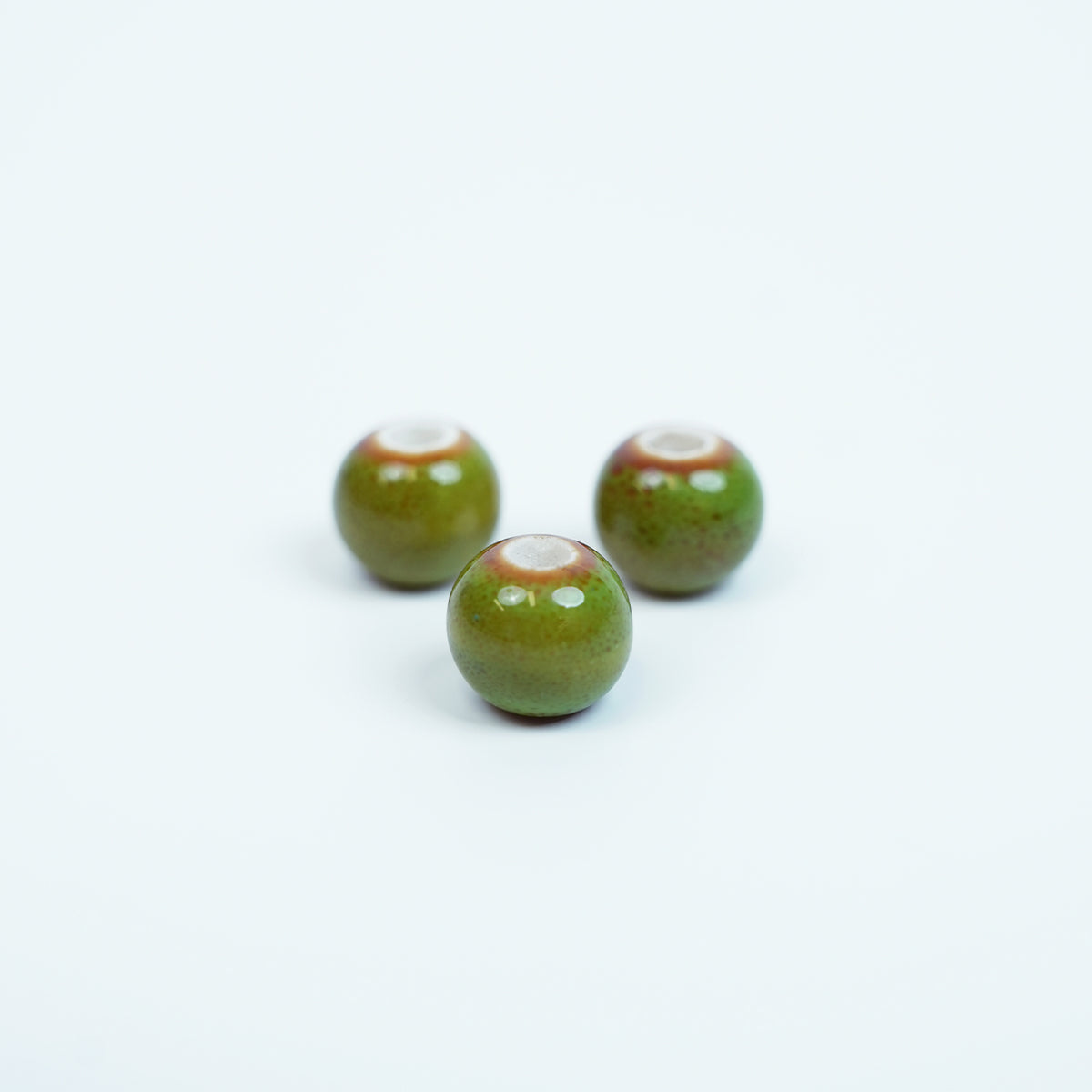 Handmade DIY 8mm Flower Glaze Leopard Print Porcelain Beads (30 pcs) - Leopard Green