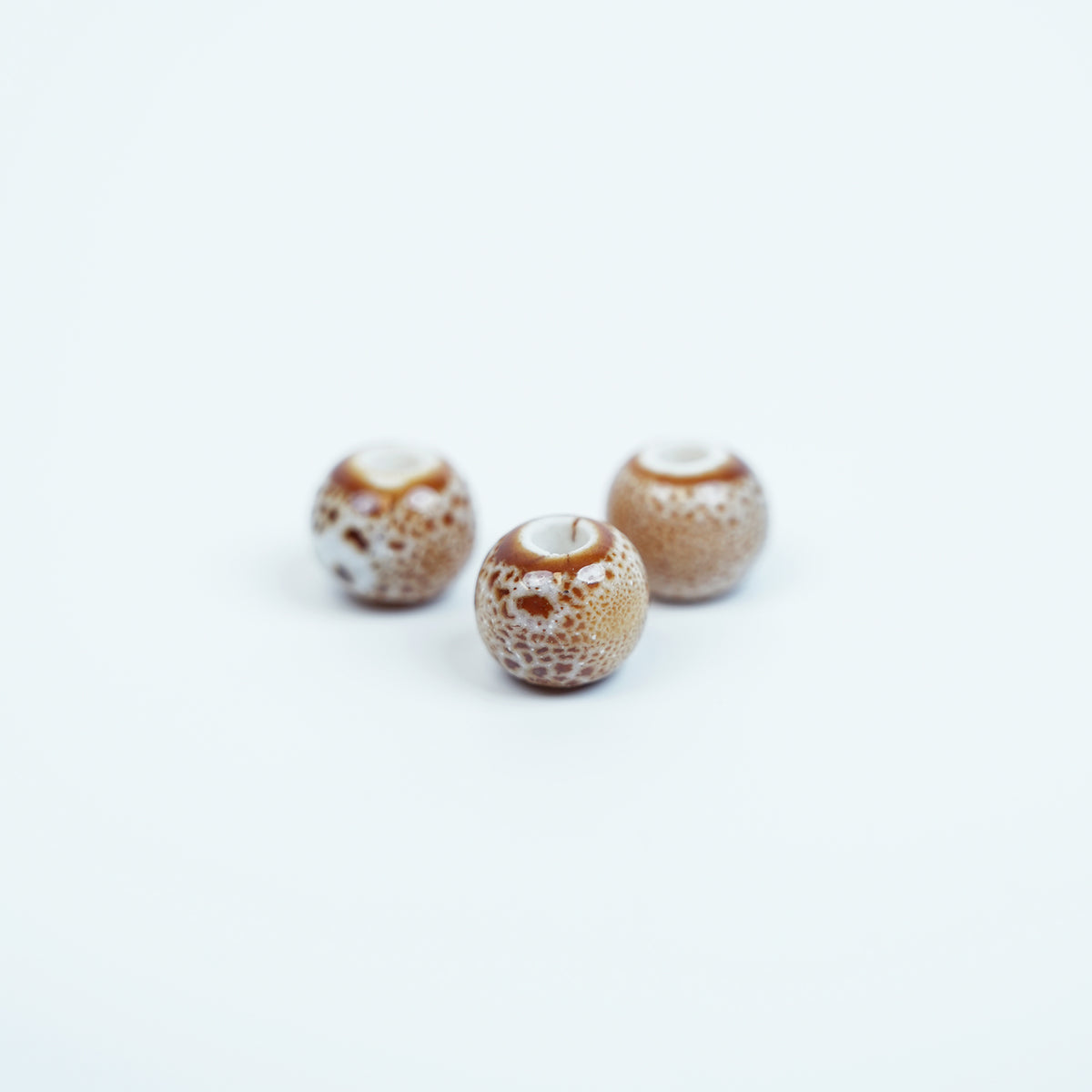 Handmade DIY 8mm Flower Glaze Leopard Print Porcelain Beads (10 pcs) - Leopard Cafe White
