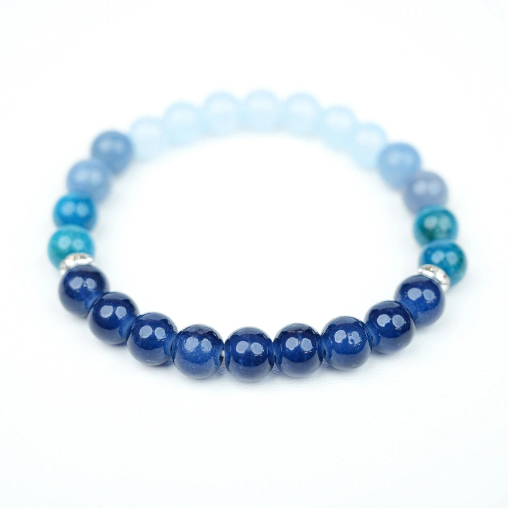 New Chinese Five Elements Water Series • Ocean Blue Gradient Bracelet(8mm) Versatile Commute Style