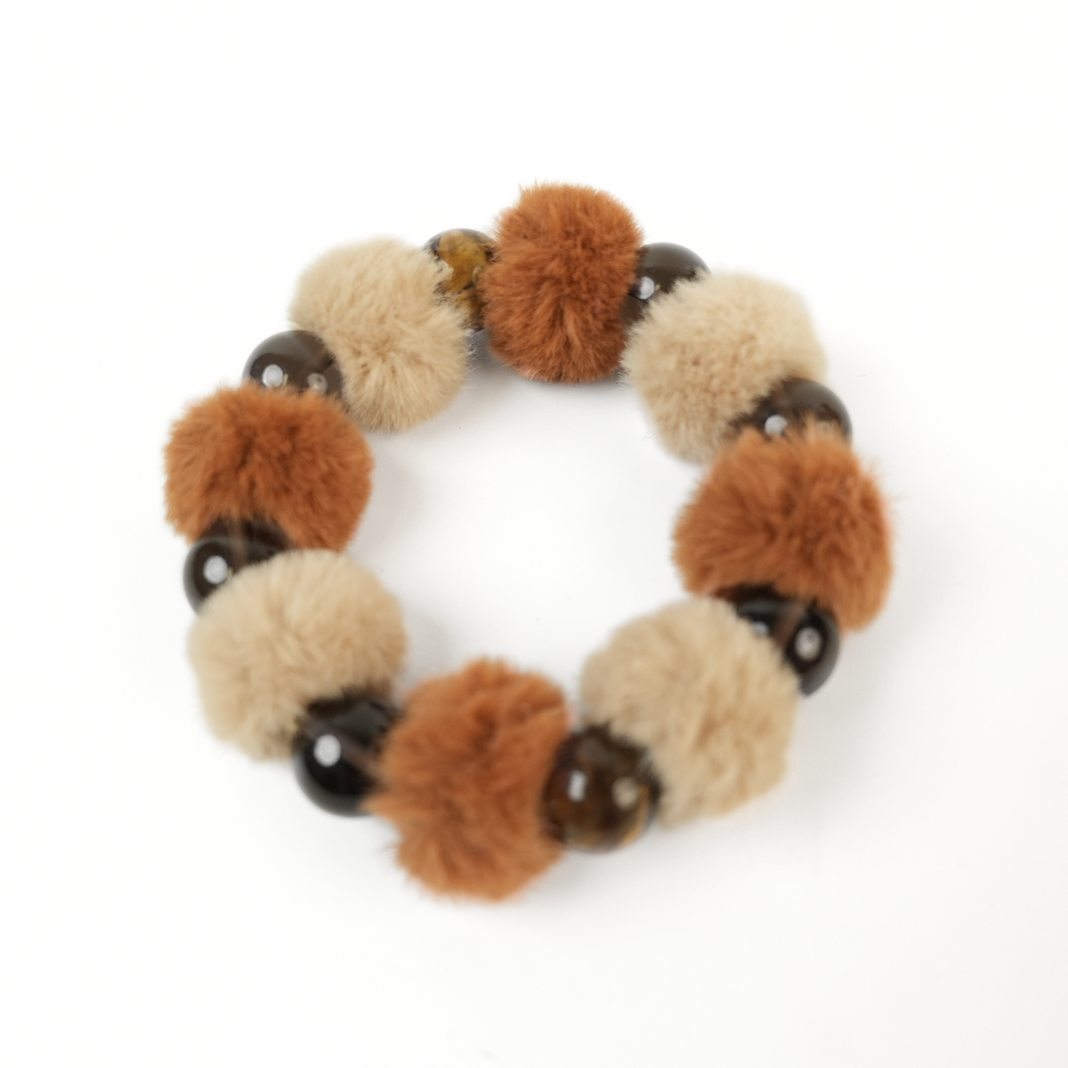 Yellow Tiger's Eye Fluffy Ball Bracelet (12mm)