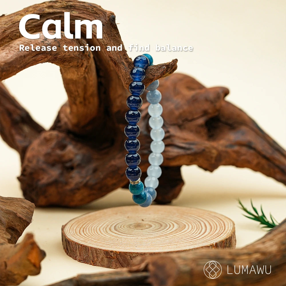 New Chinese Five Elements Water Series • Ocean Blue Gradient Bracelet(8mm) Versatile Commute Style