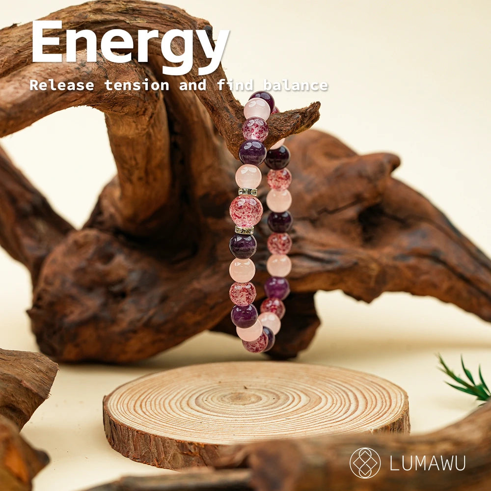 New Chinese Five Elements Fire Series β’ Vibrant Pink-Purple Bracelet (8mm) Unique Eye-Catching Style