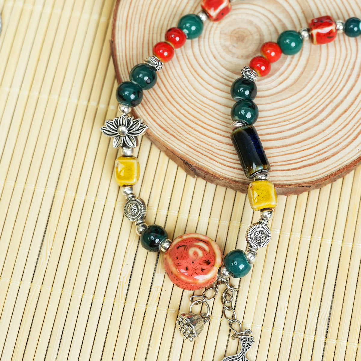 Glazed Mermaid Ji Ceramic Bracelet (Sweet & Romantic, Double Wrap)