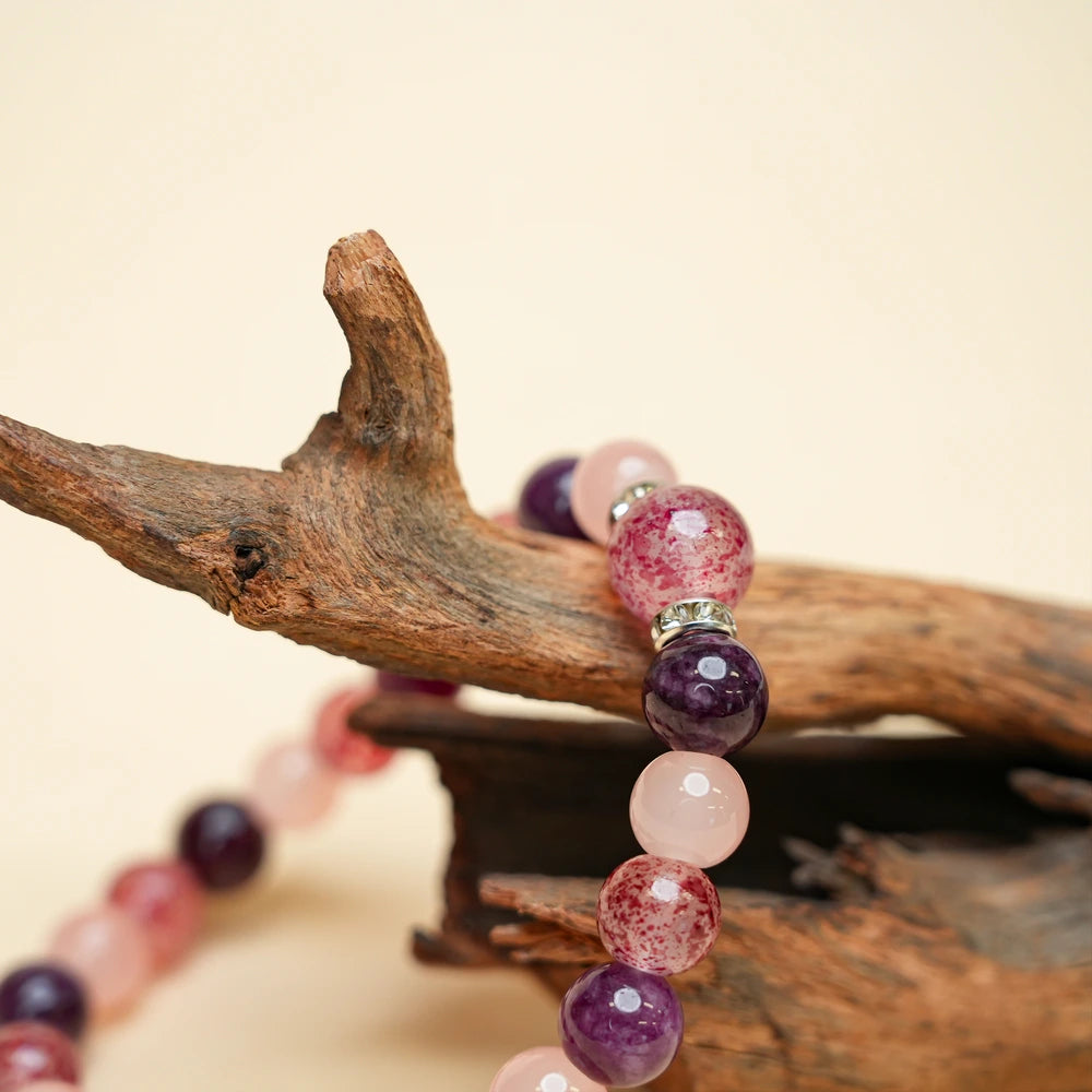 New Chinese Five Elements Fire Series β’ Vibrant Pink-Purple Bracelet (8mm) Unique Eye-Catching Style