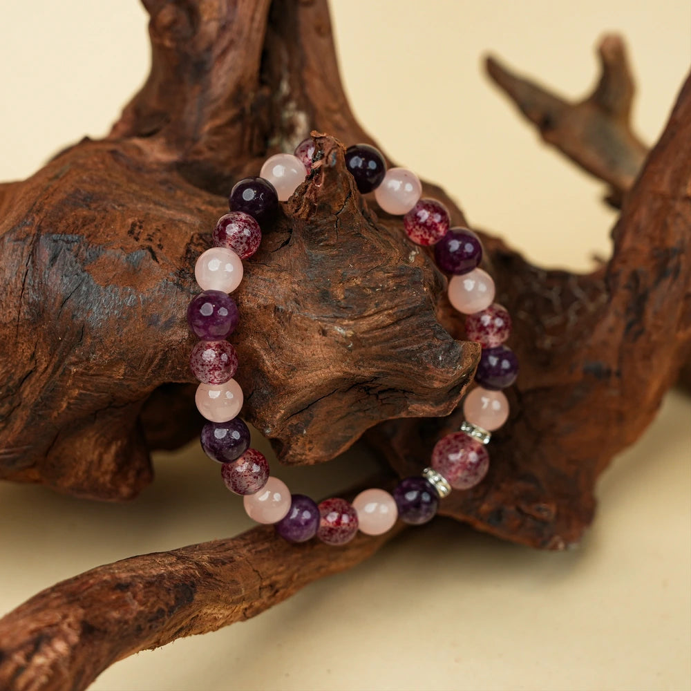 New Chinese Five Elements Fire Series β’ Vibrant Pink-Purple Bracelet (8mm) Unique Eye-Catching Style