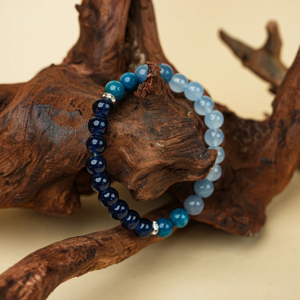 New Chinese Five Elements Water Series • Ocean Blue Gradient Bracelet(8mm) Versatile Commute Style