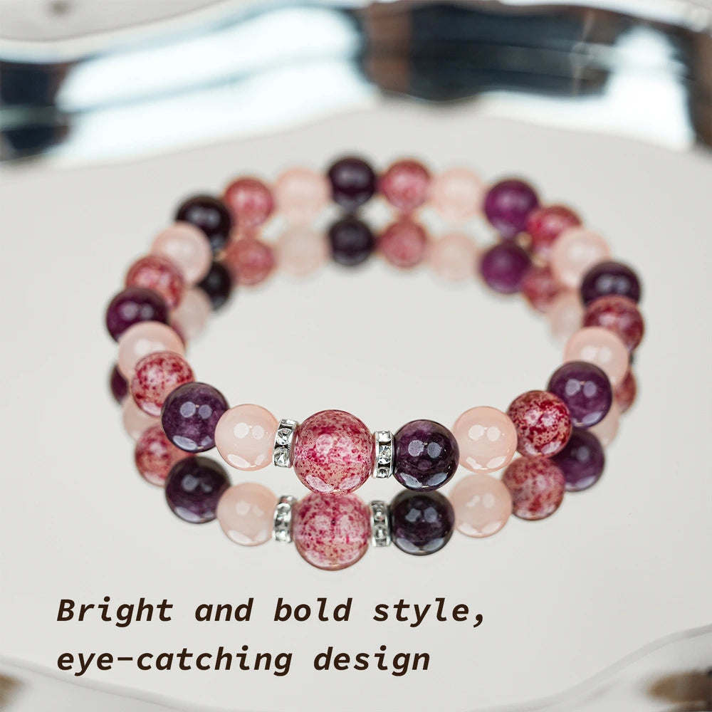 New Chinese Five Elements Fire Series β’ Vibrant Pink-Purple Bracelet (8mm) Unique Eye-Catching Style