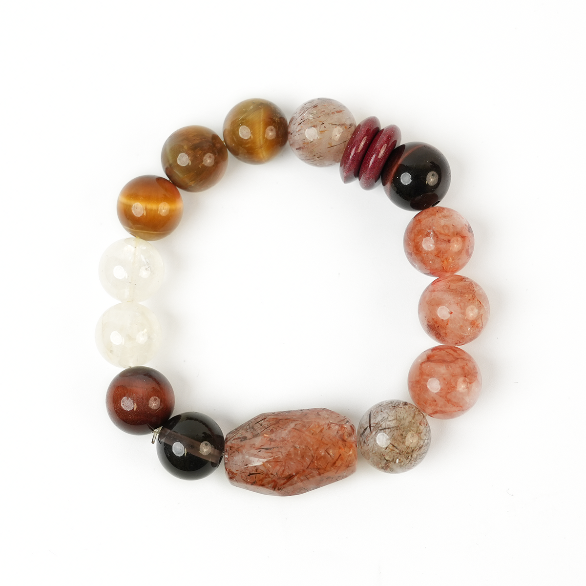 Black Super Seven Rutilated Quartz with Tiger Eye Bracelet