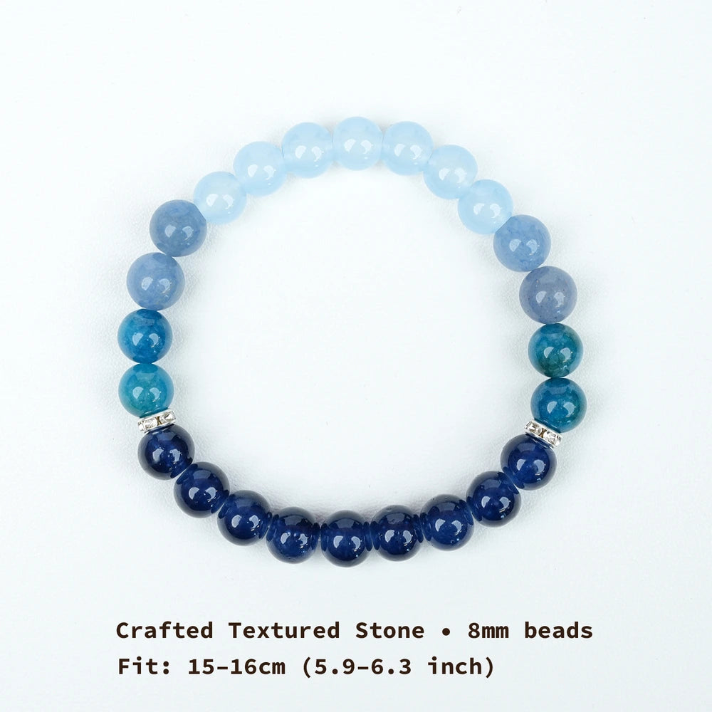 New Chinese Five Elements Water Series • Ocean Blue Gradient Bracelet(8mm) Versatile Commute Style