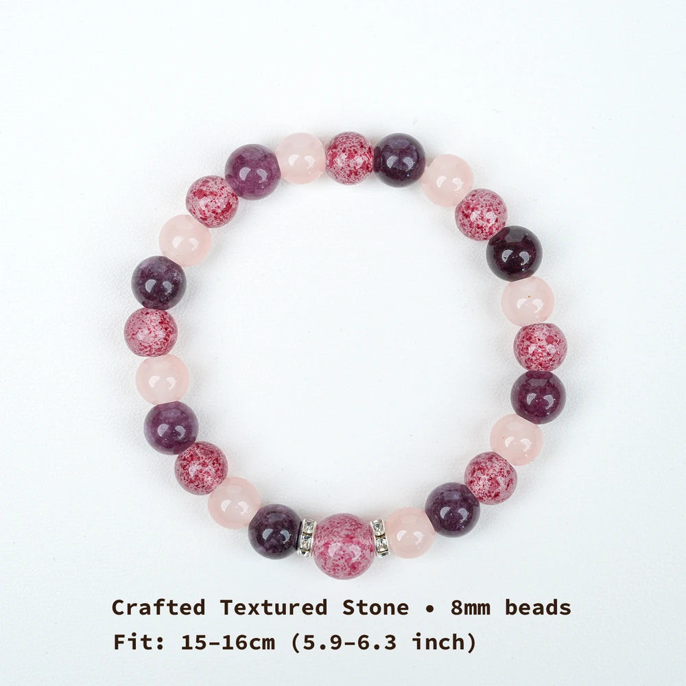 New Chinese Five Elements Fire Series β’ Vibrant Pink-Purple Bracelet (8mm) Unique Eye-Catching Style