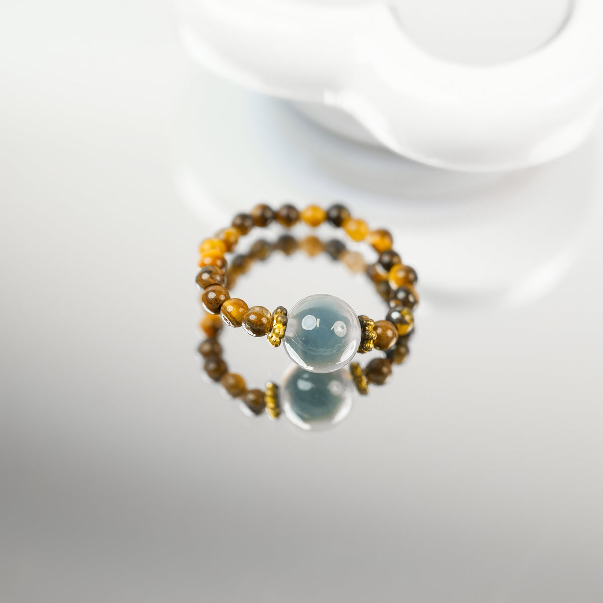 Tiger Eye Heart Agate Ring (3mm)