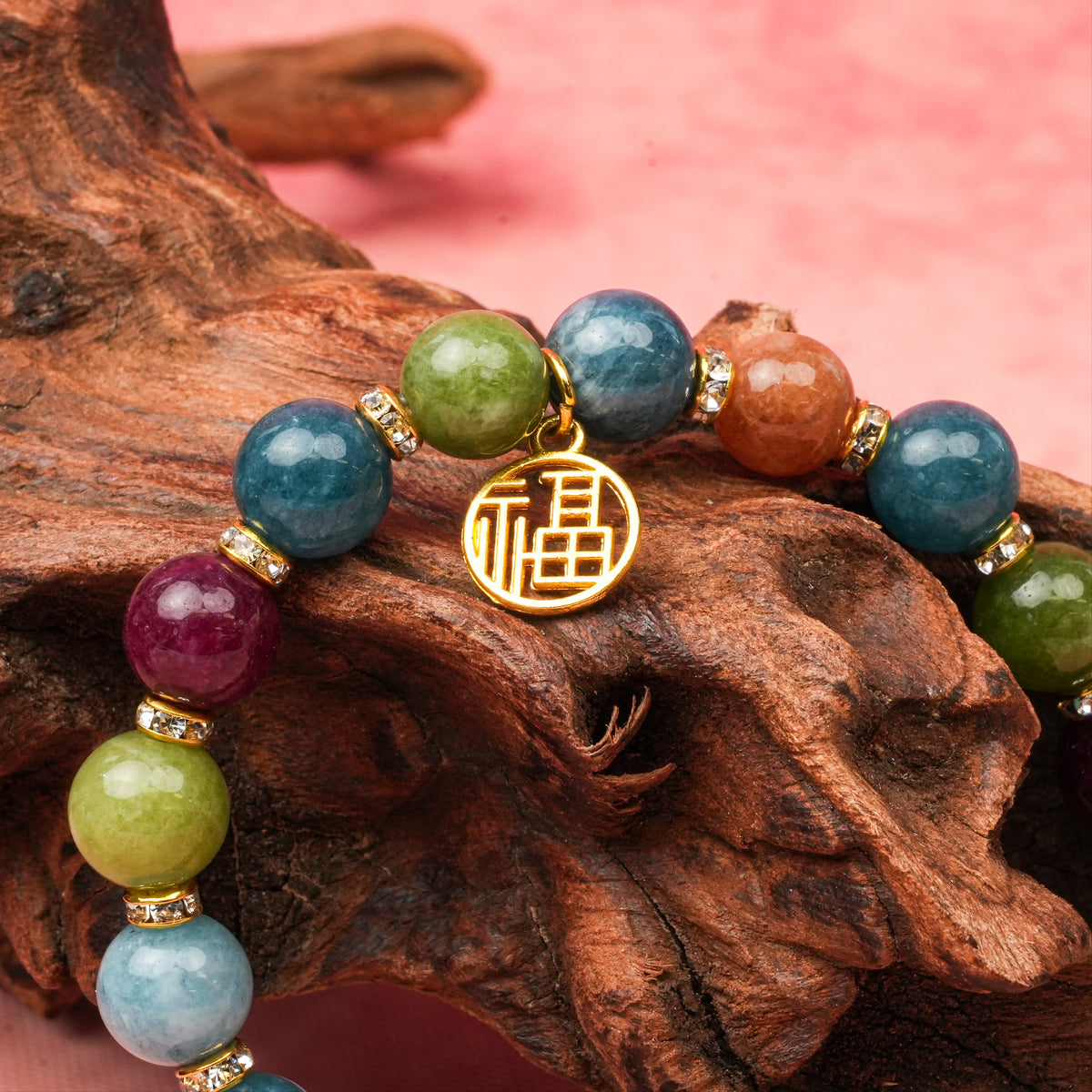 Colorful Tourmaline Luck Charm Bracelet