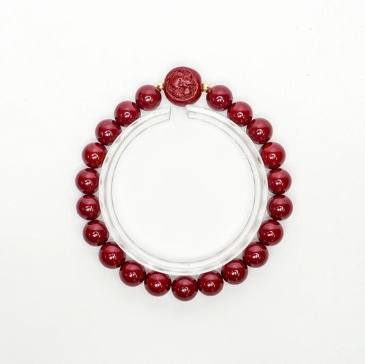 Cinnabar Zodiac Bead Bracelet - Rat (8mm)