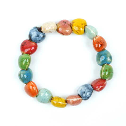 Chinese Ceramic Heart-Shaped Bead Bracelet