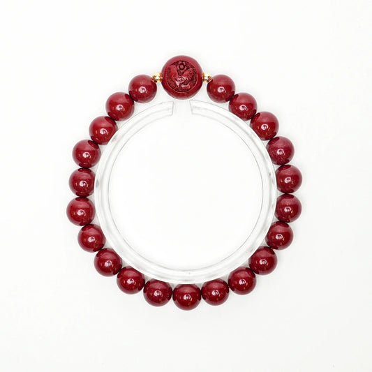 Cinnabar Zodiac Bead Bracelet - Rooster (8mm)