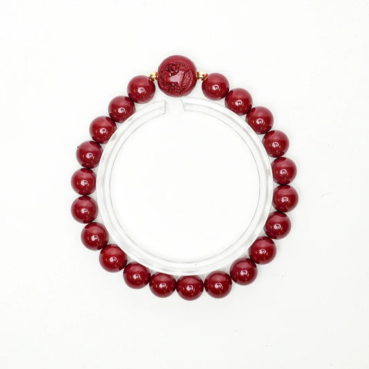 Cinnabar Zodiac Bead Bracelet - Dog (8mm)