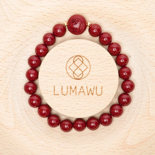 Cinnabar Zodiac Bead Bracelet - Dog (8mm)