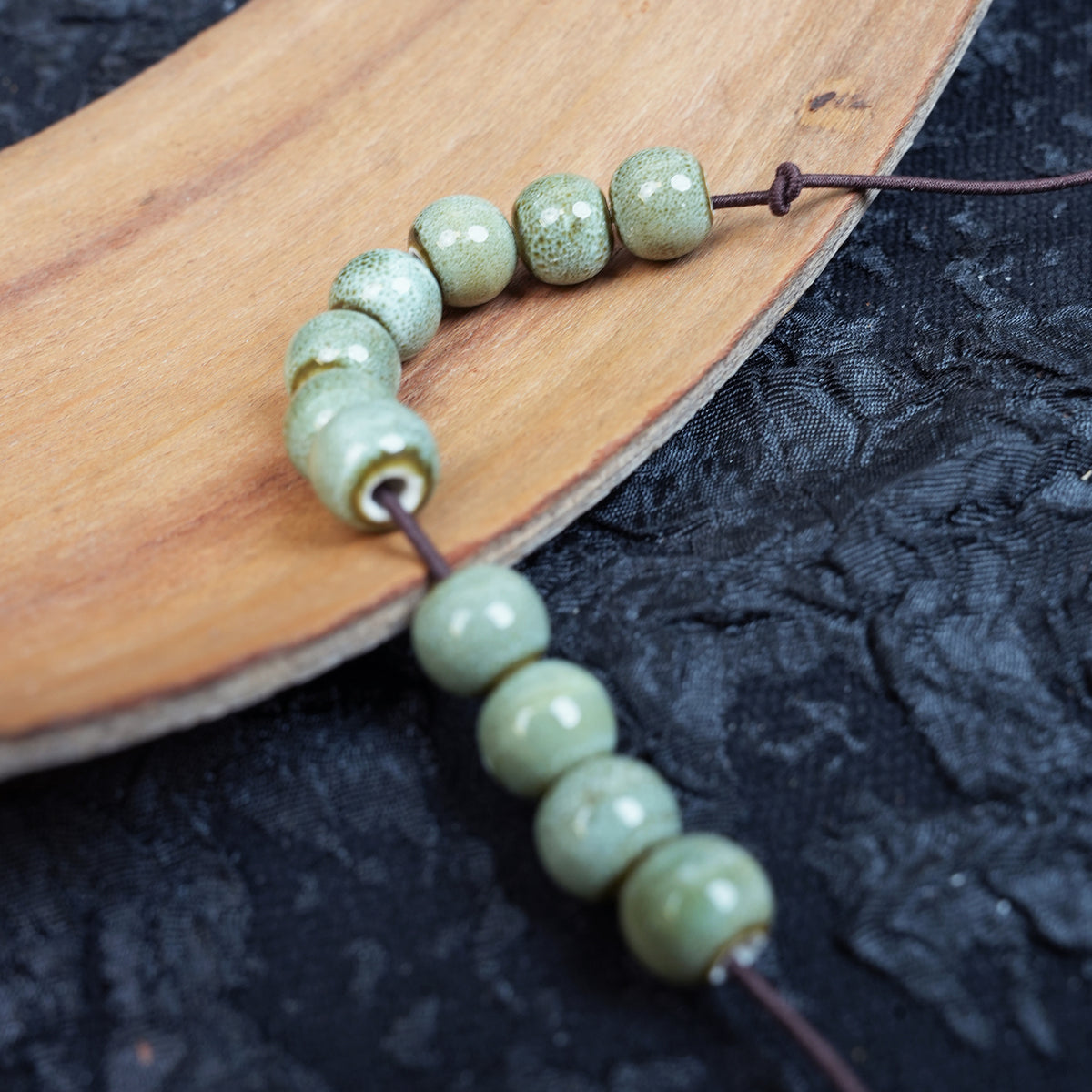 Handmade DIY 8mm Flower Glaze Leopard Print Porcelain Beads (30 pcs) - Leopard Green White
