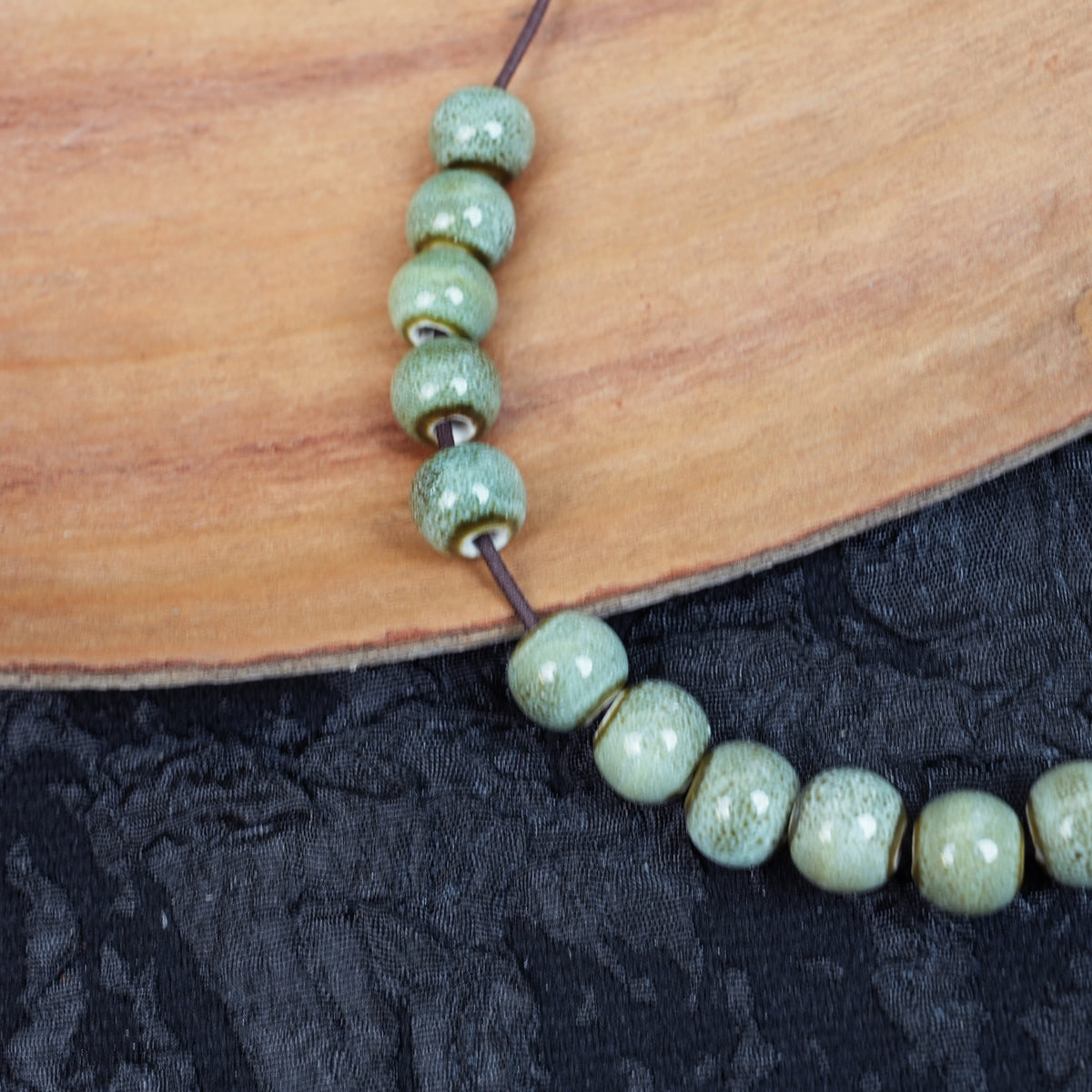 Handmade DIY 8mm Flower Glaze Leopard Print Porcelain Beads (30 pcs) - Leopard Green White