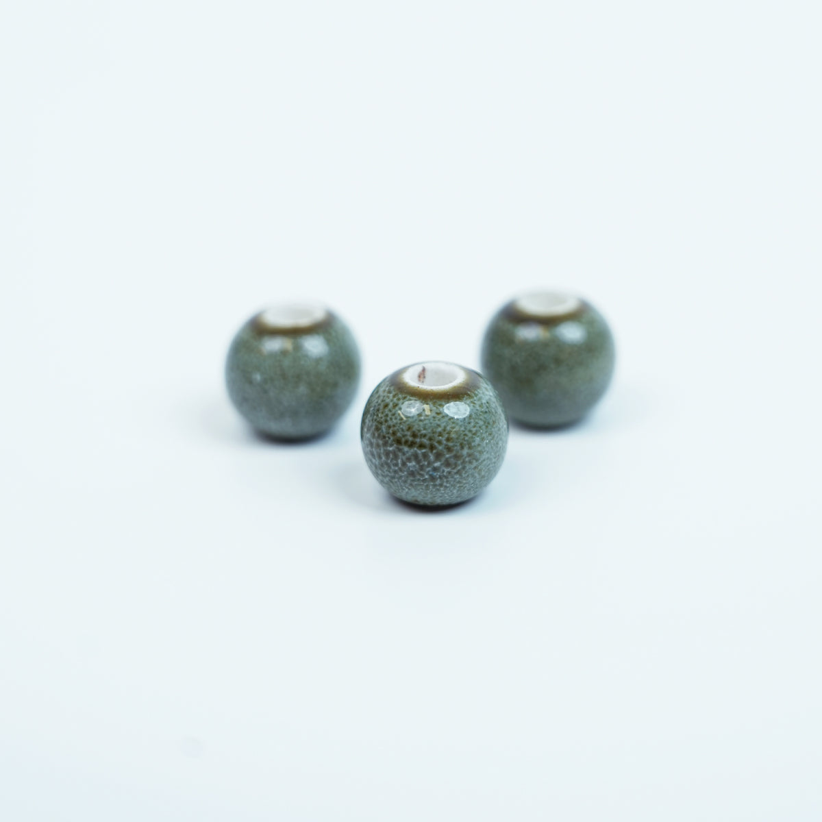 Handmade DIY 8mm Flower Glaze Leopard Print Porcelain Beads (30 pcs) - Leopard Green White