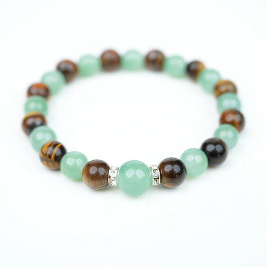 New Chinese Five Elements Wood Series • Green Bracelet with Tiger’s Eye (8mm) Daily Commute Style