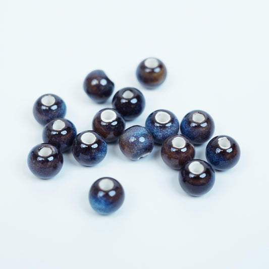 Handmade DIY 8mm Flower Glaze Leopard Print Porcelain Beads (30 pcs) - Leopard Gem Blue
