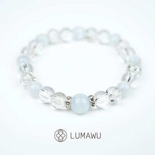 New Chinese Five Elements Metal Series • Light Blue Translucent Bracelet (8mm) Minimalist Style