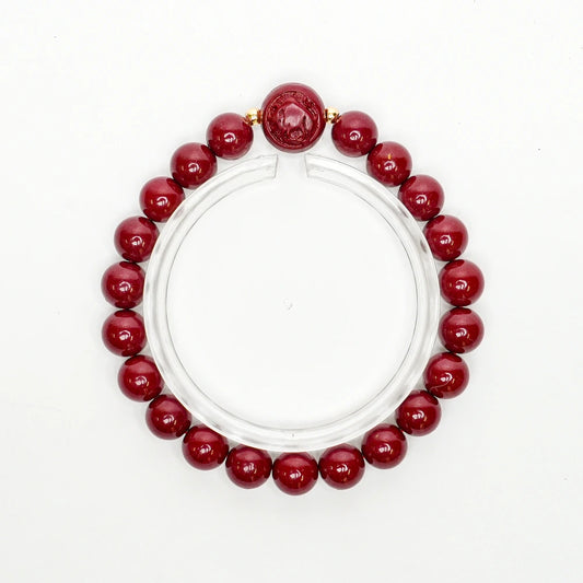 Cinnabar Zodiac Bead Bracelet - Ox (8mm)