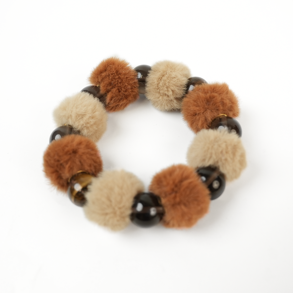 Yellow Tiger's Eye Fluffy Ball Bracelet (12mm)