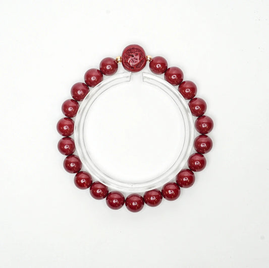 Cinnabar Zodiac Bead Bracelet - Rabbit (8mm)