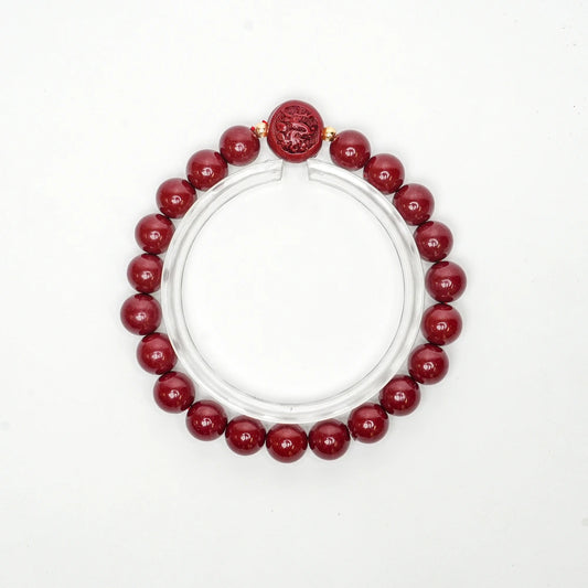 Cinnabar Zodiac Bead Bracelet - Dragon (8mm)
