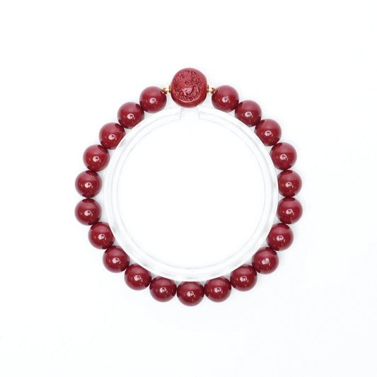 Cinnabar Zodiac Bead Bracelet - Horse (8mm)